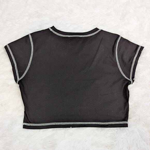 Cider Short Sleeve Cropped Butterfly T-Shirt Black and White Size M - Picture 12 of 13